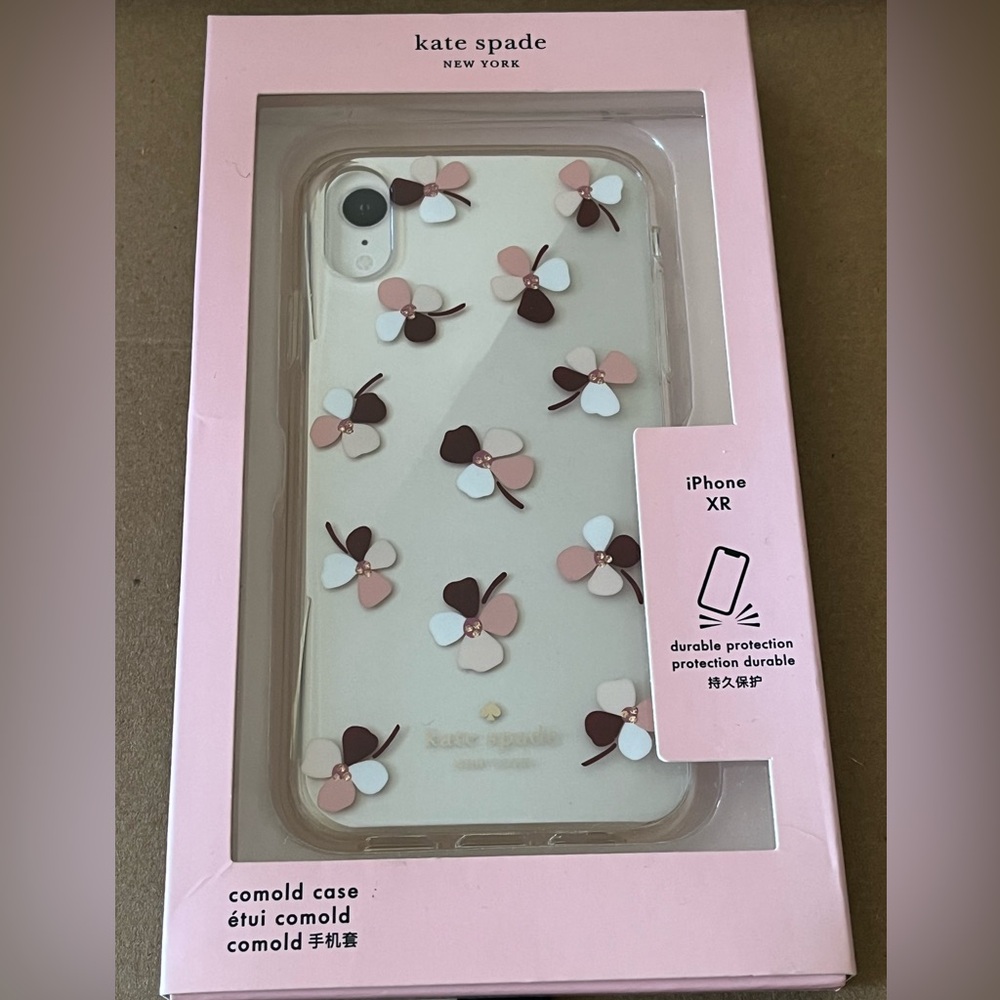 NWT Kate Spade iPhone XR Case with Pink and White Floral Design